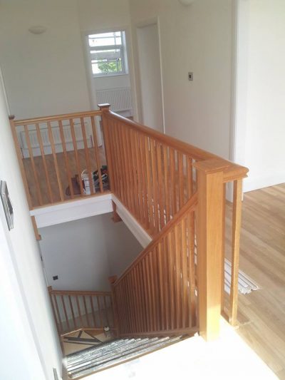 timber stairs and banister